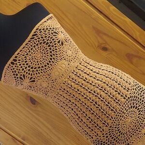 Cleobella Strapless Crochet Dress in Tan